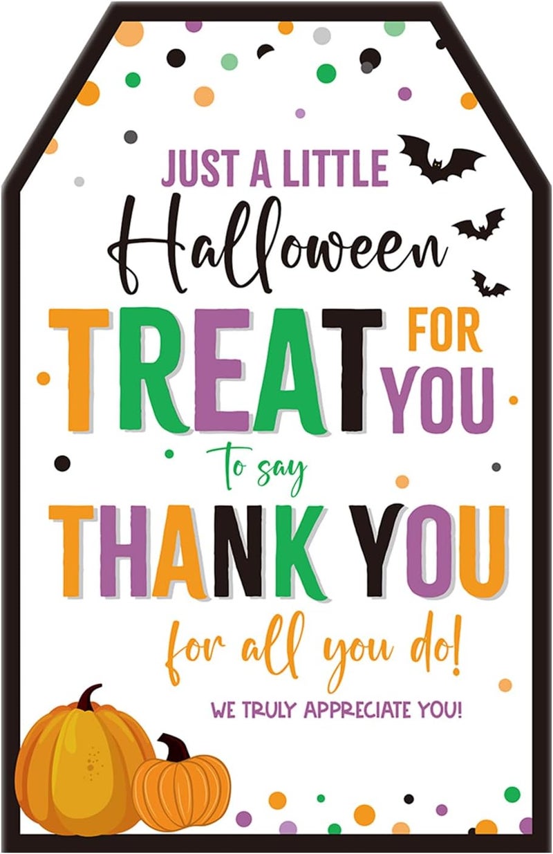 g2plus Halloween Thank You Tags, 50PCS Happy Halloween Tags, Pumpkin Thank You for All You Do Paper Gift Tag with String for Candy Bags, Gift Wrapping, Party Favors - Image 1
